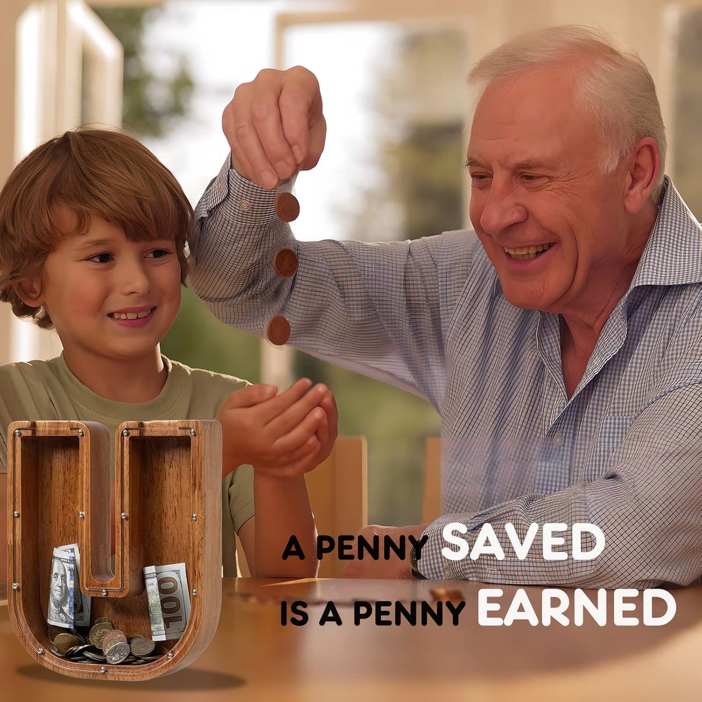 Alphabet Money Bank with Initial "U", 9 inch tall