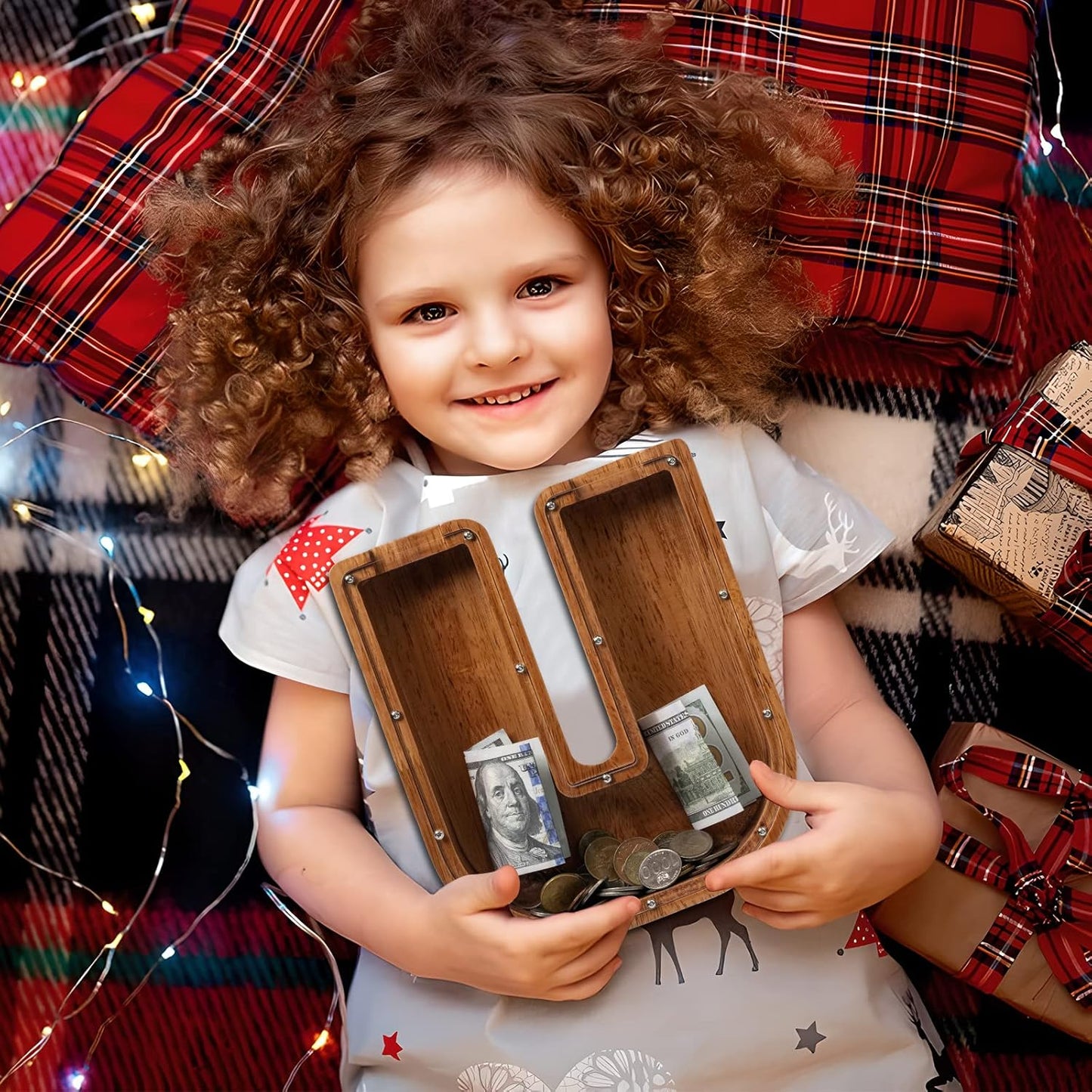 Alphabet Money Bank with Initial "U", 9 inch tall