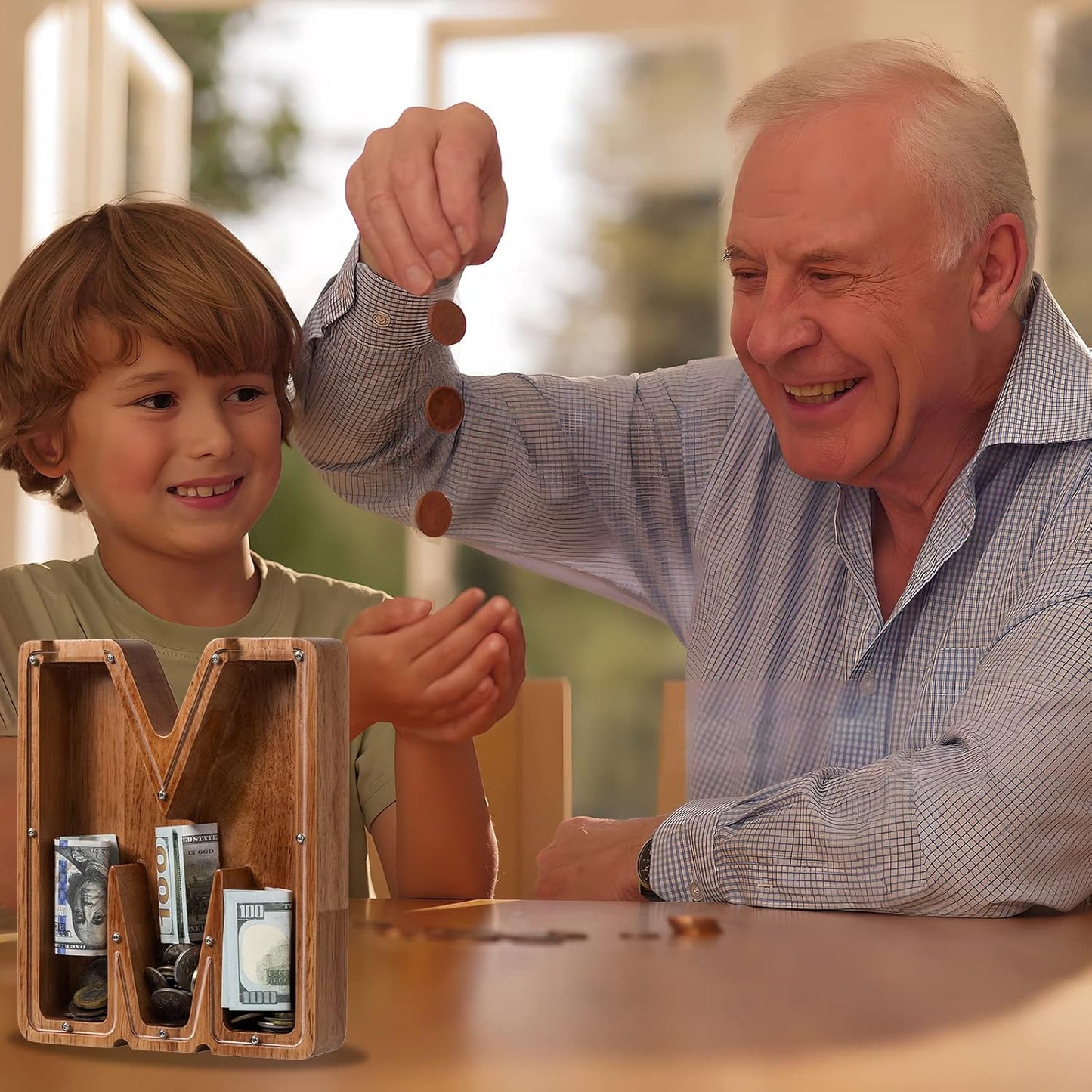 Alphabet Money Bank with Initial "M", 9 inch tall