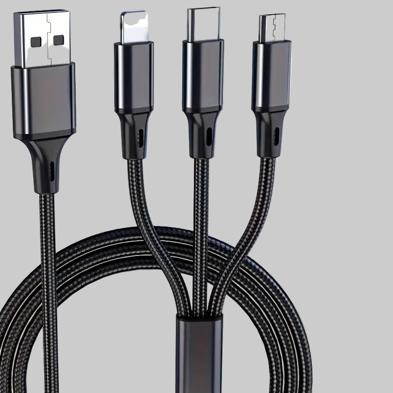 Black, 3 in 1 Charging Cable