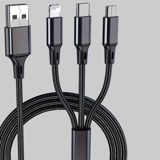 Black, 3 in 1 Charging Cable