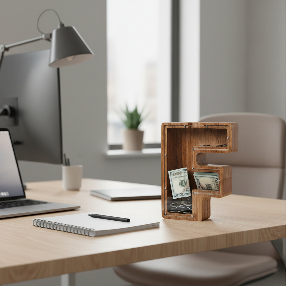 Alphabet Money Bank with Initial "F", 9 inch tall