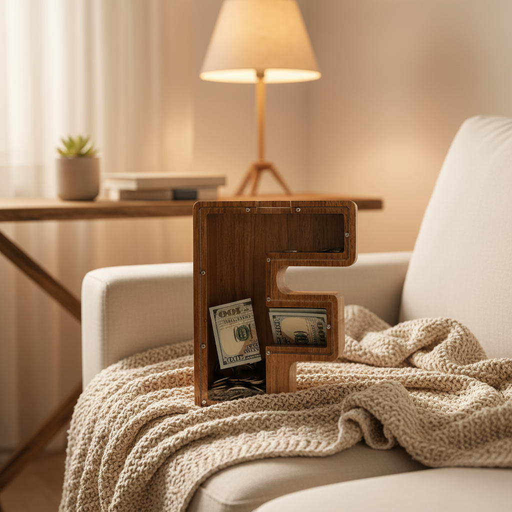 Alphabet Money Bank with Initial "F", 9 inch tall