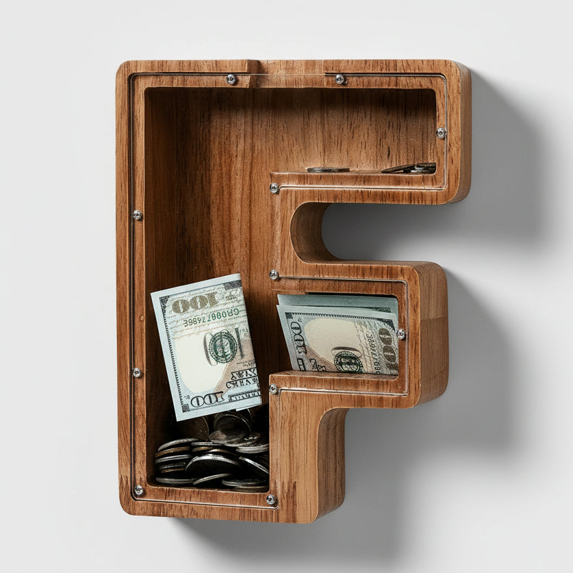 Alphabet Money Bank with Initial "F", 9 inch tall