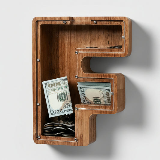 Alphabet Money Bank with Initial "F", 9 inch tall