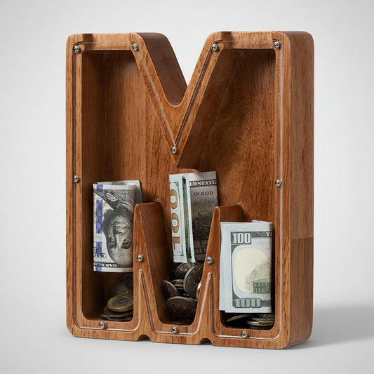 Alphabet Money Bank with Initial "M", 9 inch tall