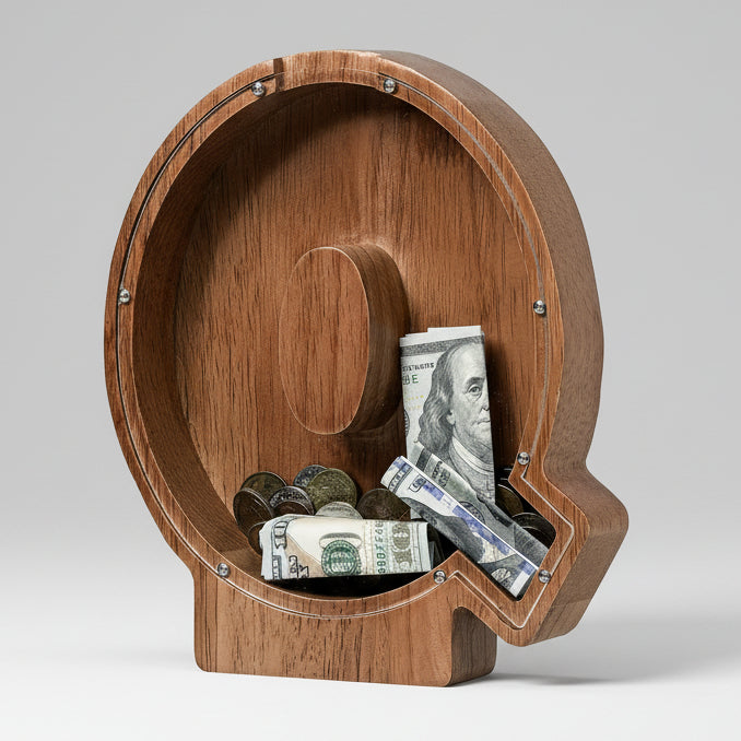 Alphabet Money Bank with Initial "Q", 9 inch tall