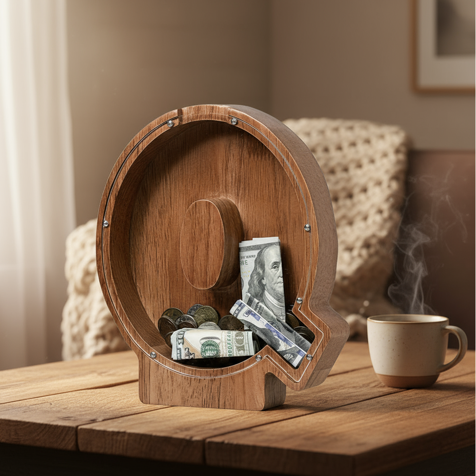 Alphabet Money Bank with Initial "Q", 9 inch tall