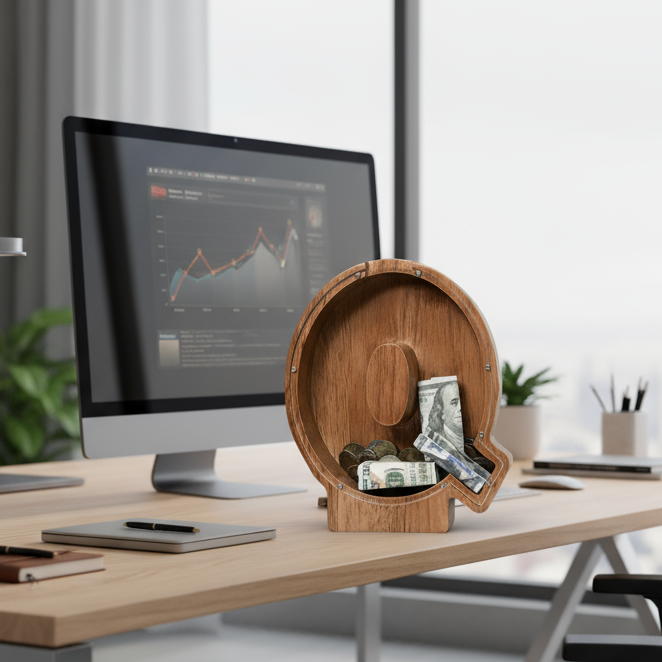 Alphabet Money Bank with Initial "Q", 9 inch tall