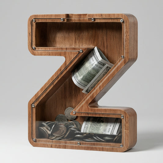 Alphabet Money Bank with Initial "Z", 9 inch tall