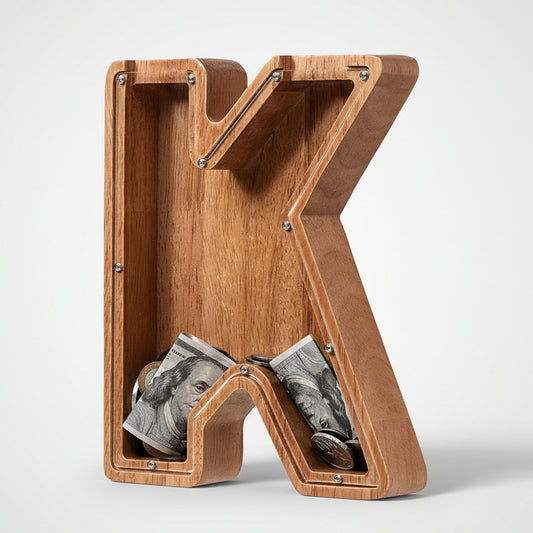 Alphabet Money Bank with Initial "K", 9 inch tall
