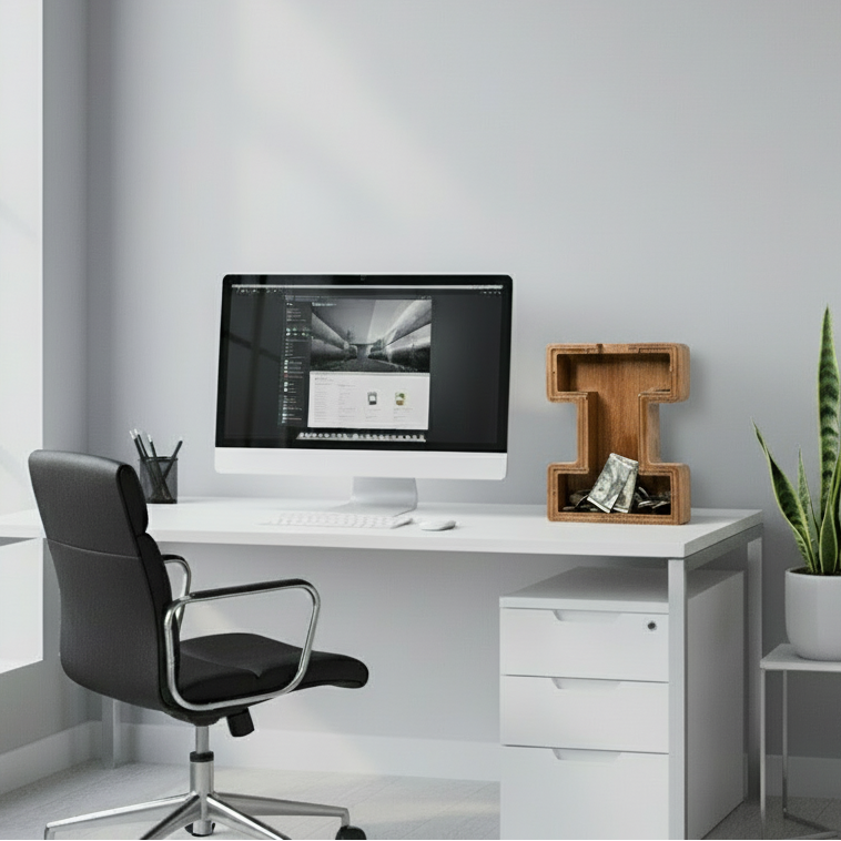 Alphabet Money Bank with Initial "I",  9 inch tall