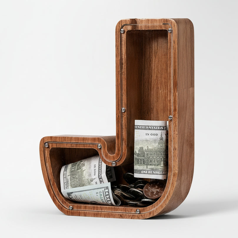 Alphabet Money Bank with Initial "J", 9 inch tall
