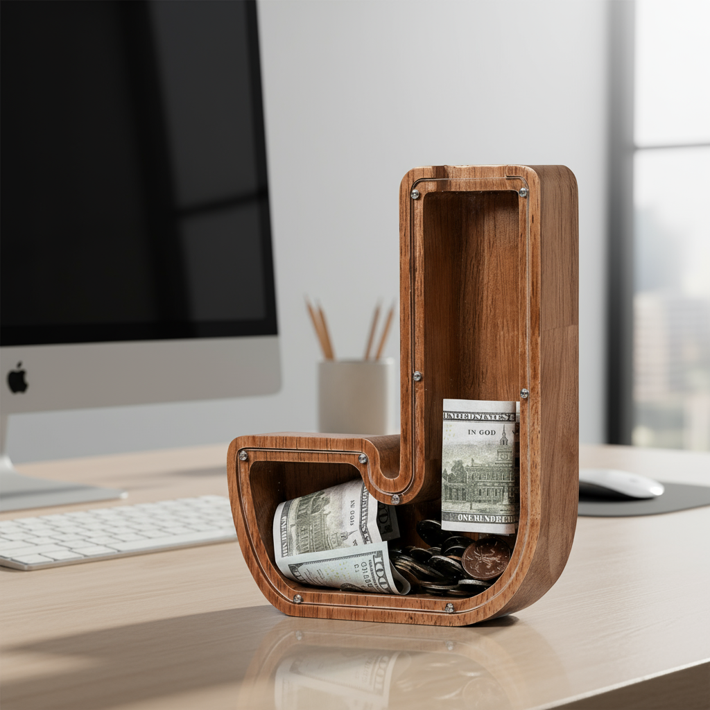 Alphabet Money Bank with Initial "J", 9 inch tall