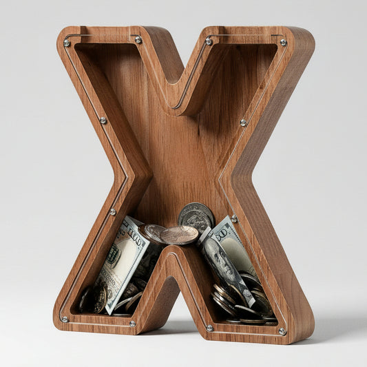 Alphabet Money Bank with Initial "X", 9 inch tall