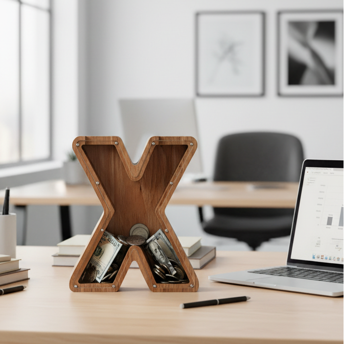 Alphabet Money Bank with Initial "X", 9 inch tall