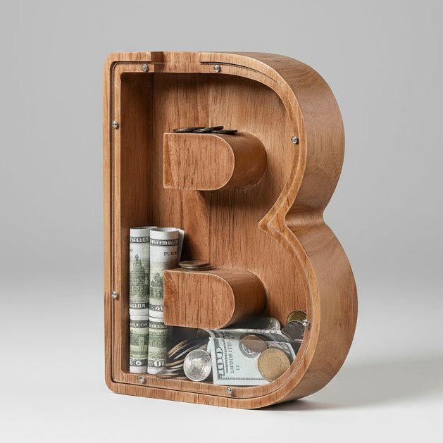 Alphabet Money Bank with Initial "B", 9 inch tall