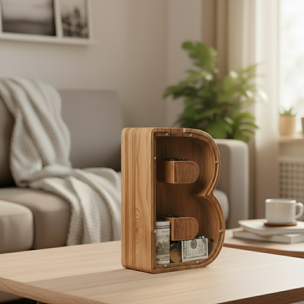 Alphabet Money Bank with Initial "B", 9 inch tall