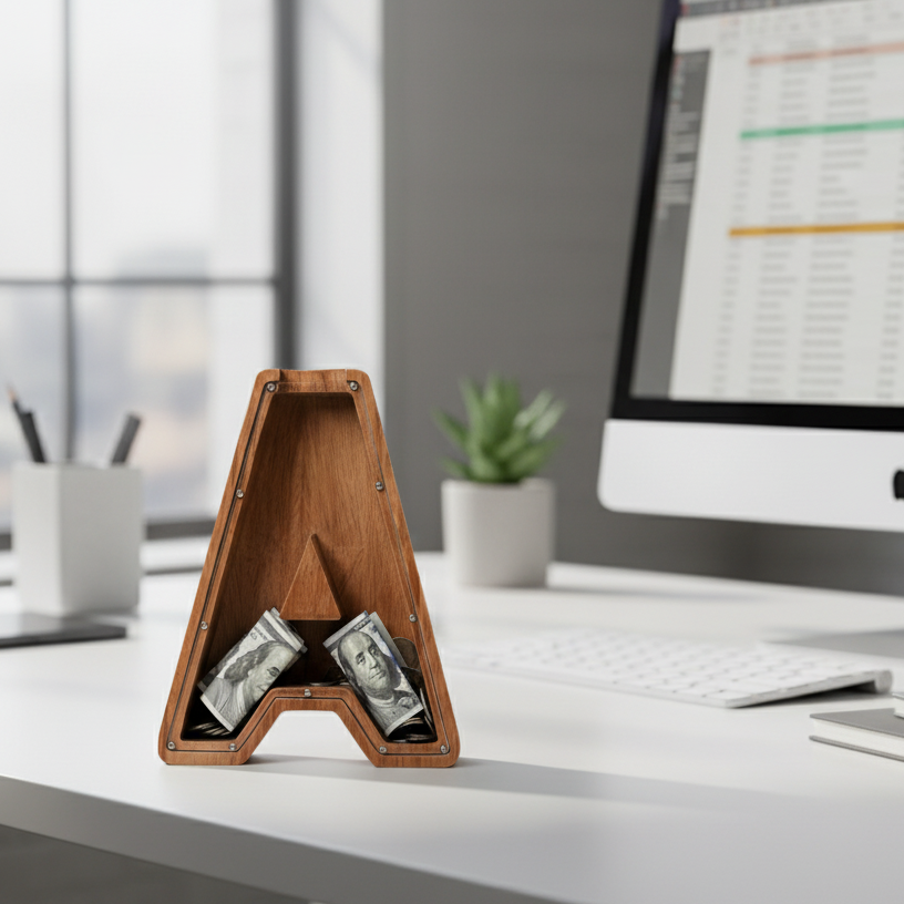 Alphabet Money Bank with Initial "A", 9 inch tall