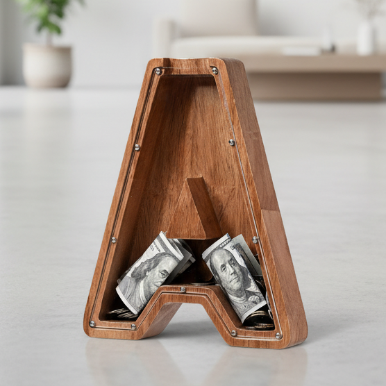 Alphabet Money Bank with Initial "A", 9 inch tall