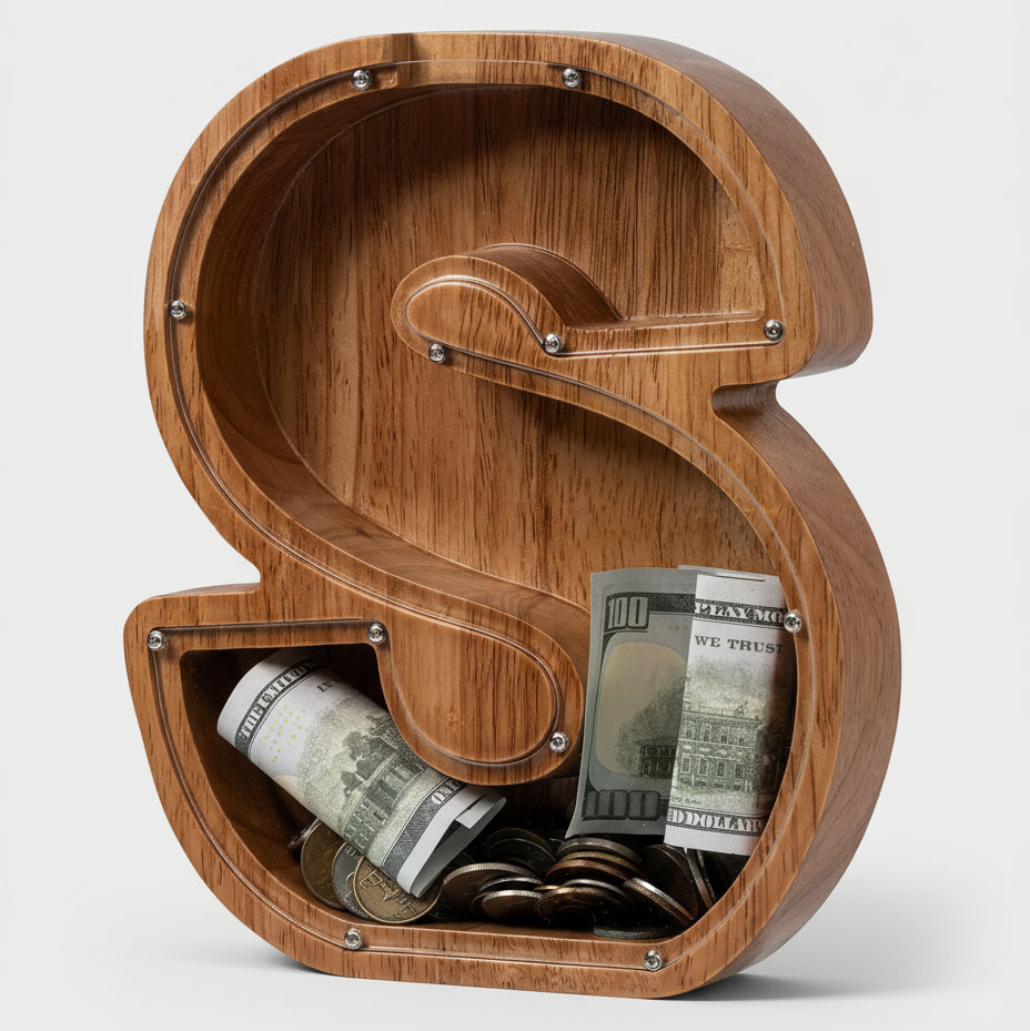 Alphabet Money Bank with Initial "S", 9 inch tall