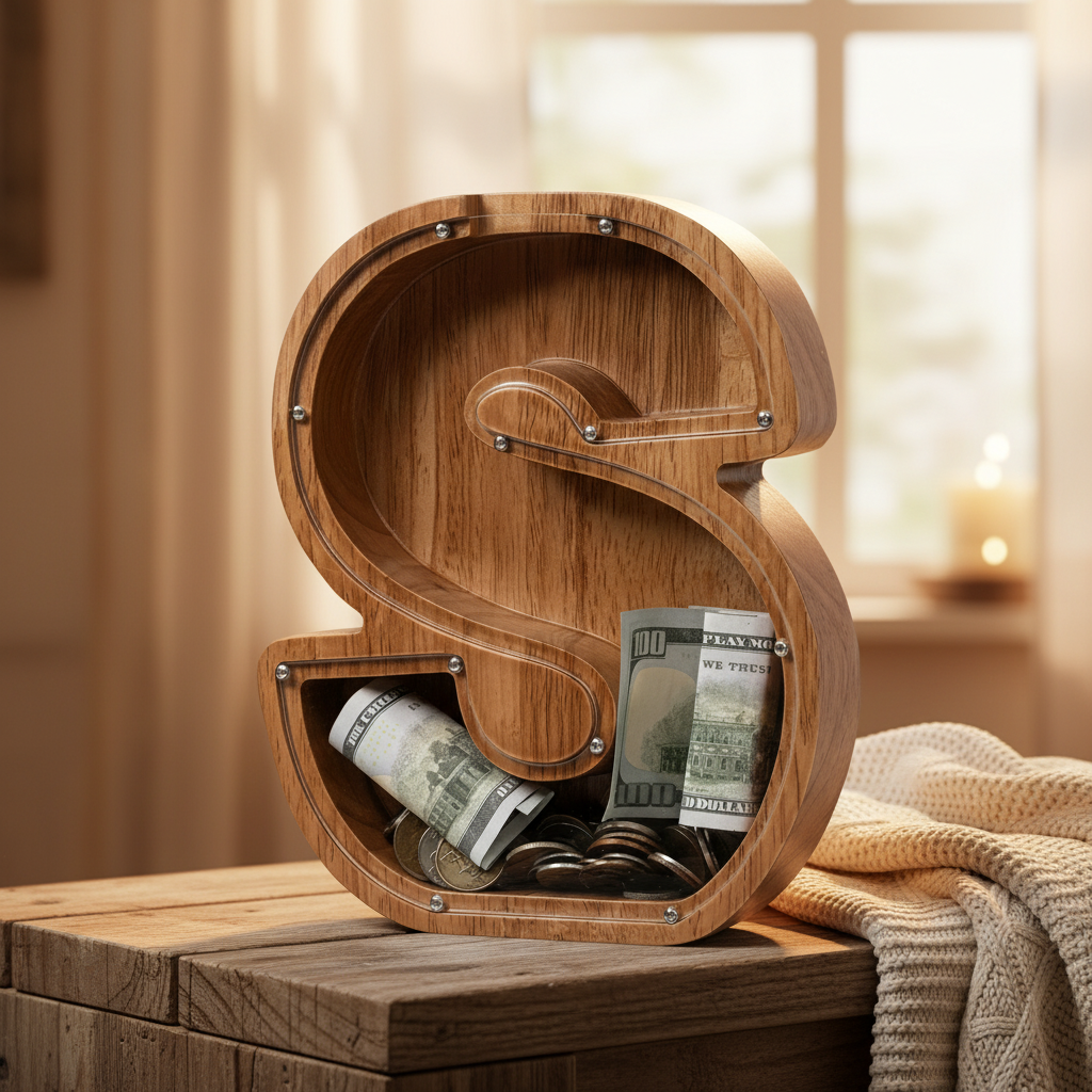 Alphabet Money Bank with Initial "S", 9 inch tall