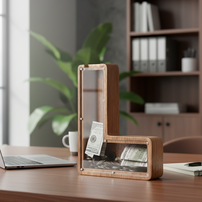 Alphabet Money Bank with Initial "L", 9 inch tall