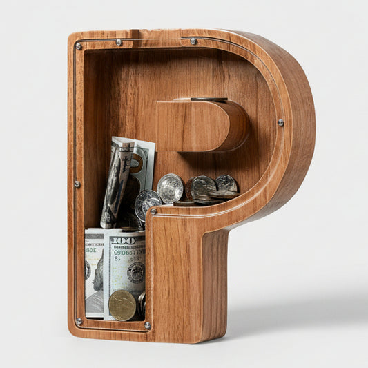 Alphabet Money Bank with Initial "P", 9 inch tall