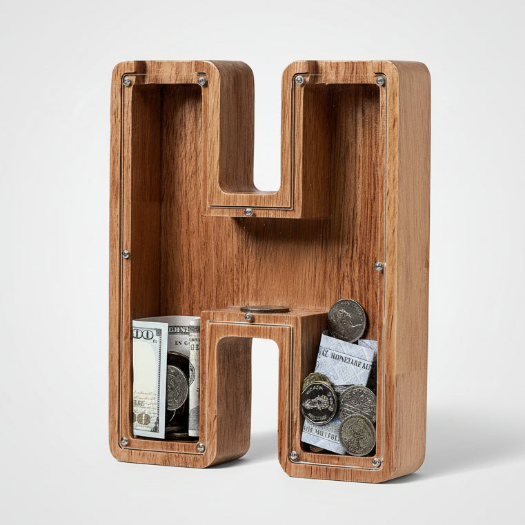 Alphabet Money Bank with Initial "H", 9 inch tall