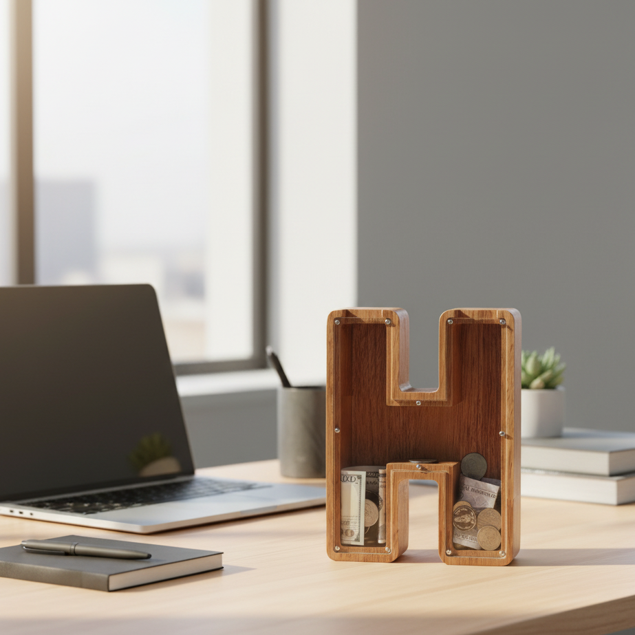 Alphabet Money Bank with Initial "H", 9 inch tall
