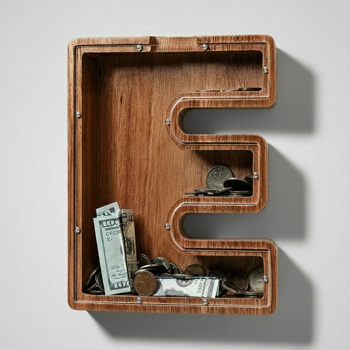 Alphabet Money Bank with Initial "E", 9 inch tall