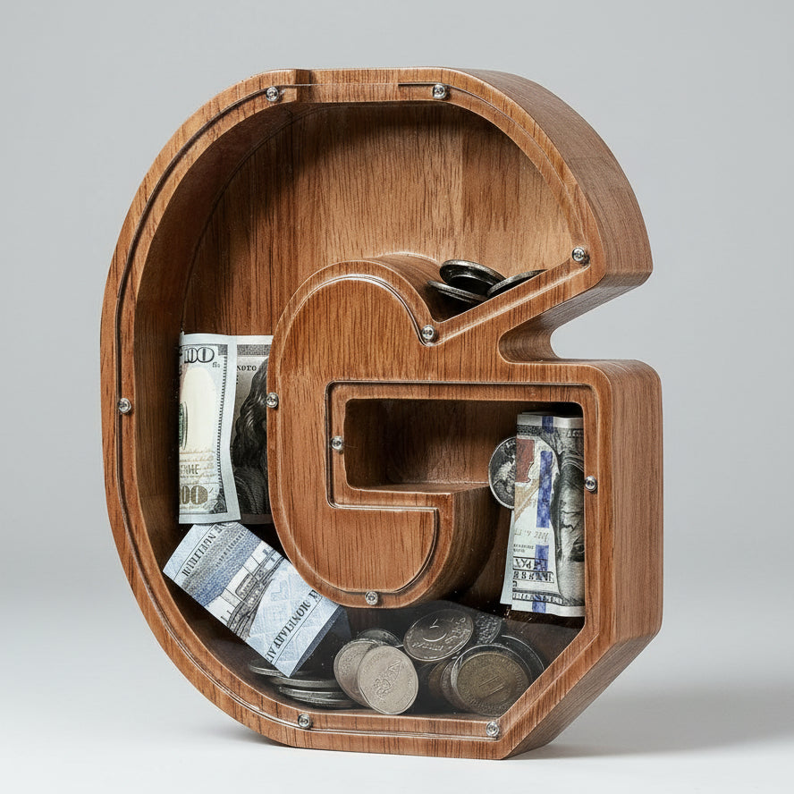 Alphabet Money Bank with Initial "G", 9 inch tall
