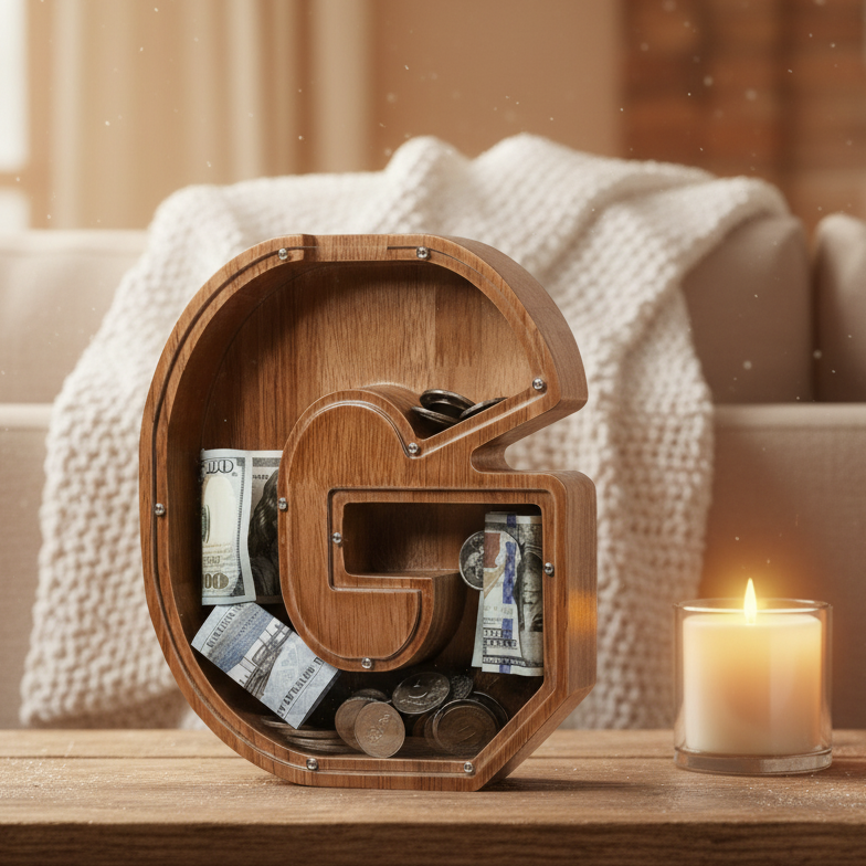 Alphabet Money Bank with Initial "G", 9 inch tall