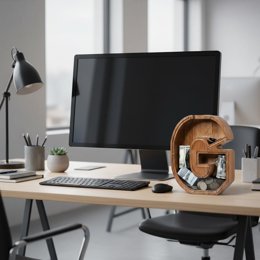 Alphabet Money Bank with Initial "G", 9 inch tall