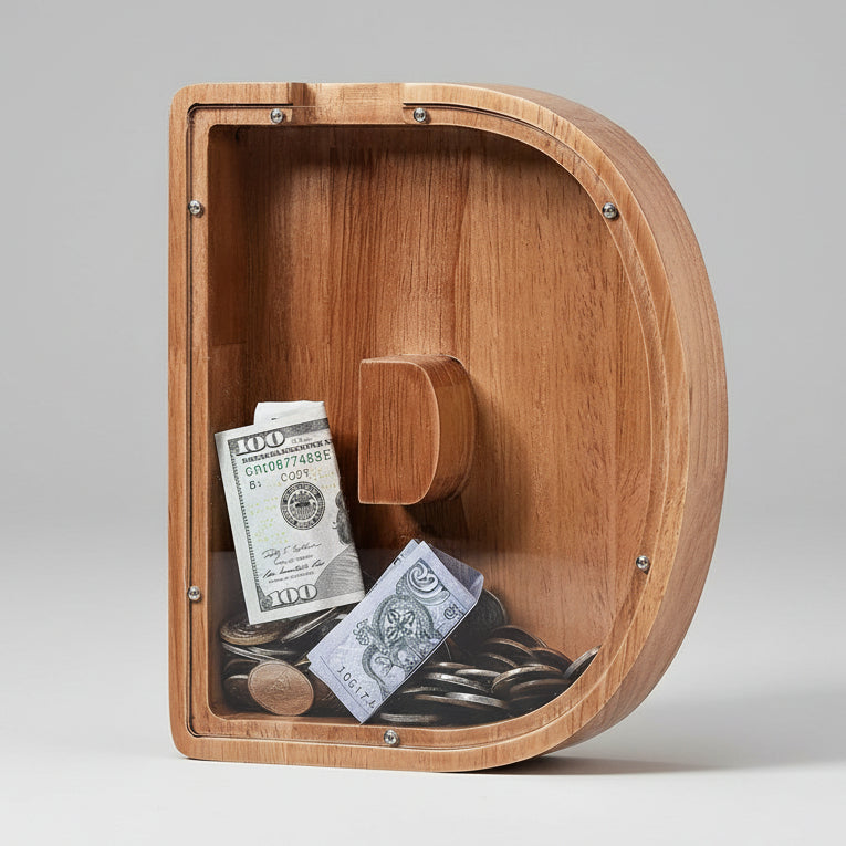 Alphabet Money Bank with Initial "D", 9 inch tall