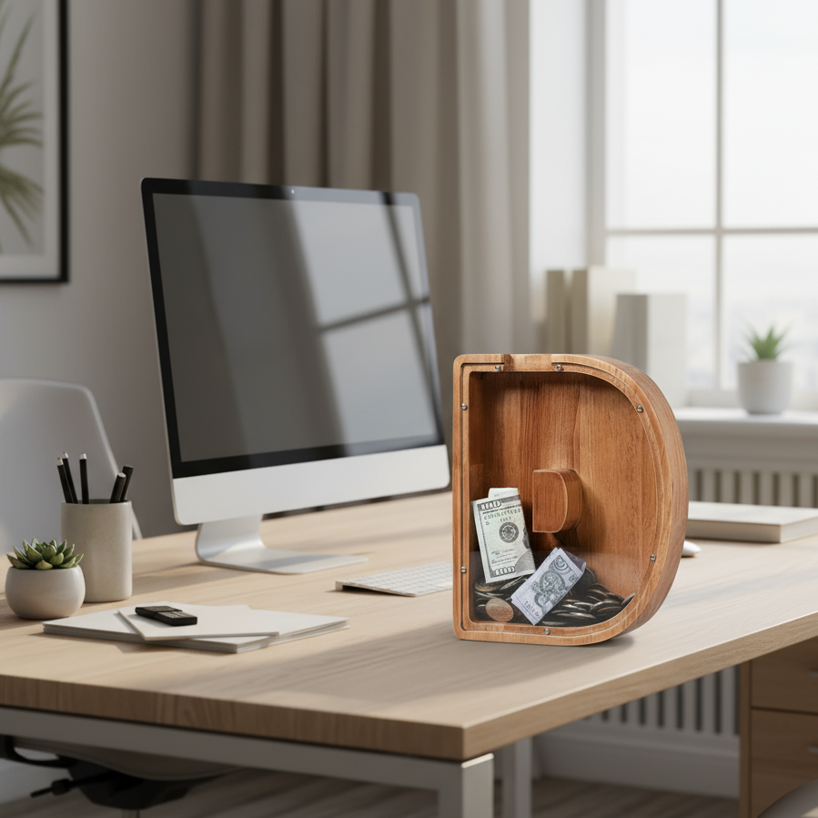 Alphabet Money Bank with Initial "D", 9 inch tall