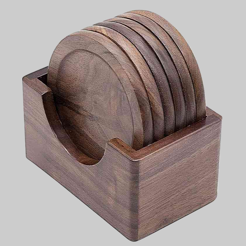 Wooden Coasters, Dark Walnut Hardwood