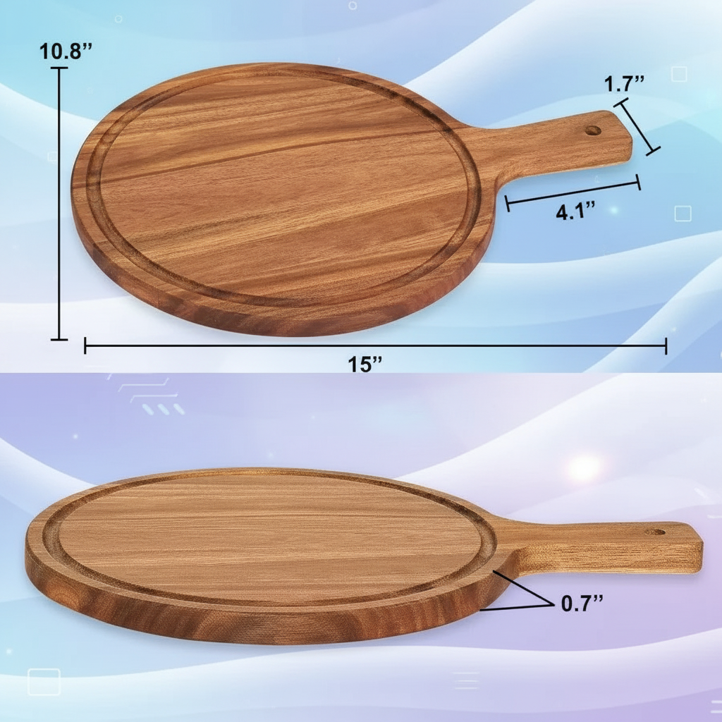 Serving Board/Pizza Tray, Acacia Hardwood, 15x11"