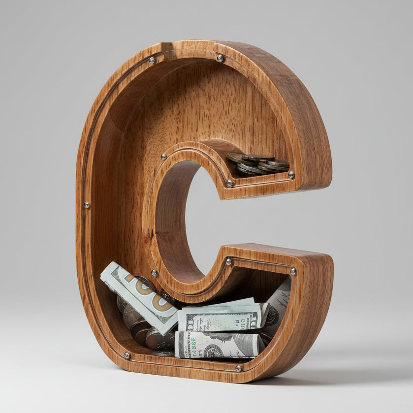 Alphabet Money Bank with Initial "C", 9 inch tall