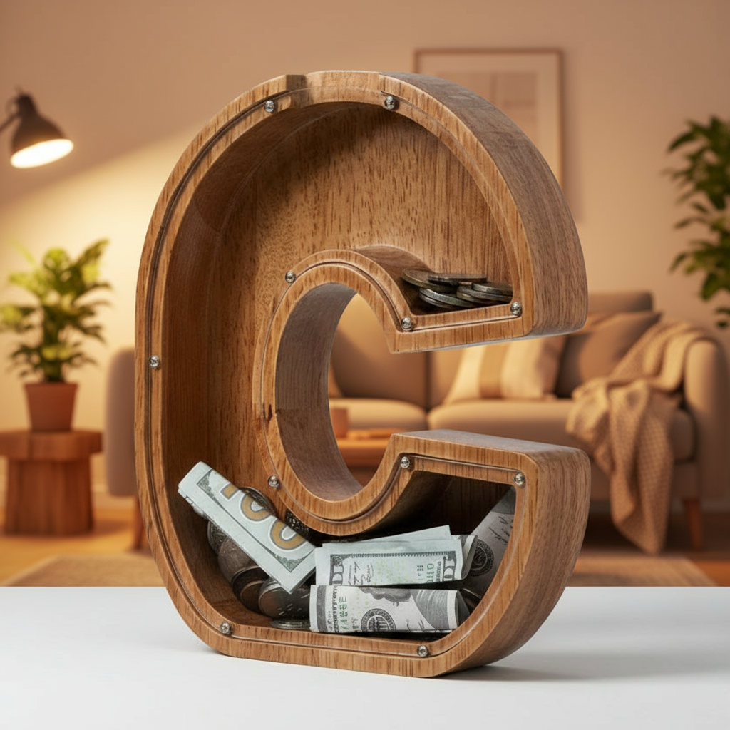 Alphabet Money Bank with Initial "C", 9 inch tall