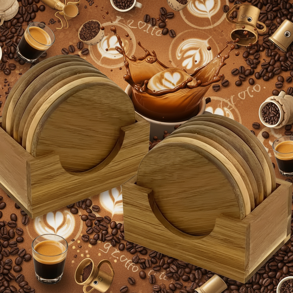 Wooden Coasters, Light Hardwood