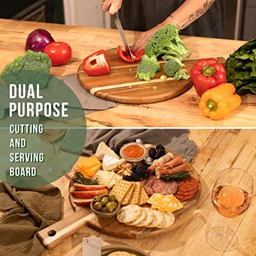 Round Cutting/Serving Board, Acacia Wood, 16x14"