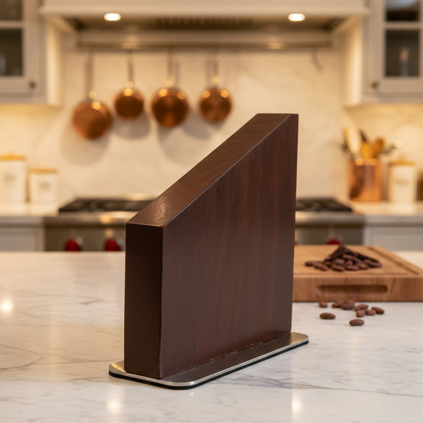 Hardwood Magnetic Knife Holder Stand with Stainless Steel Base