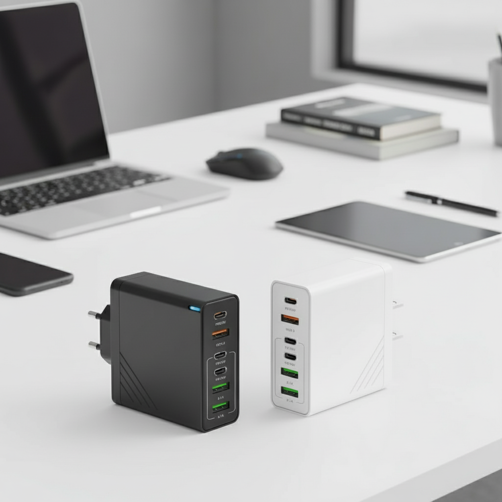 6 Outlets Charging Station, Black,  Extra High Power 160W, Box Included