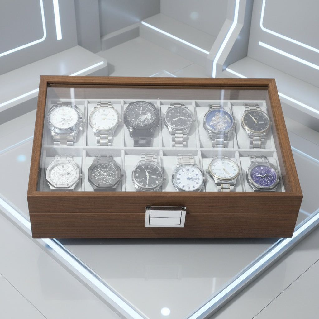 Watch Storage Box, Natural Rubberwood