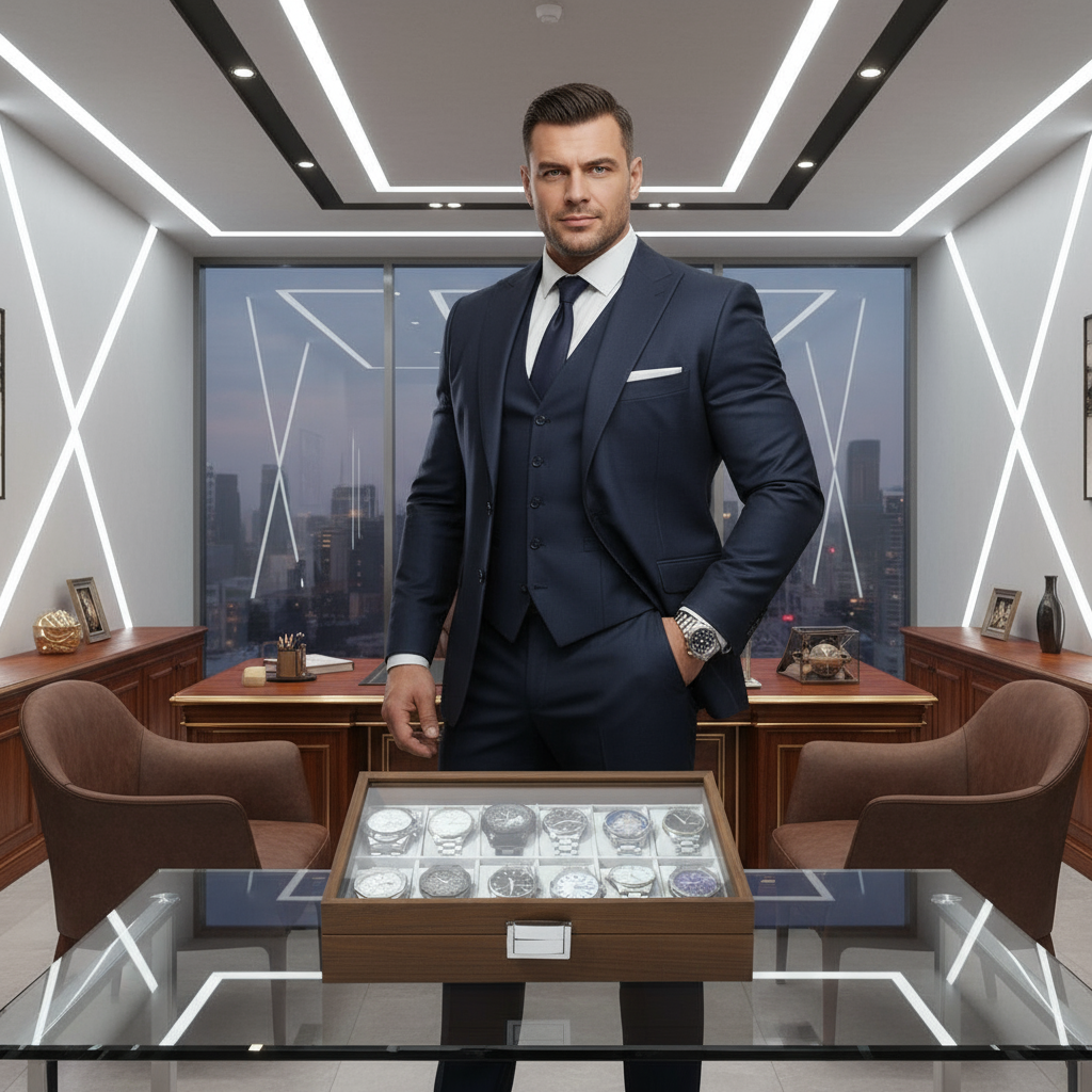 Watch Storage Box, Natural Rubberwood