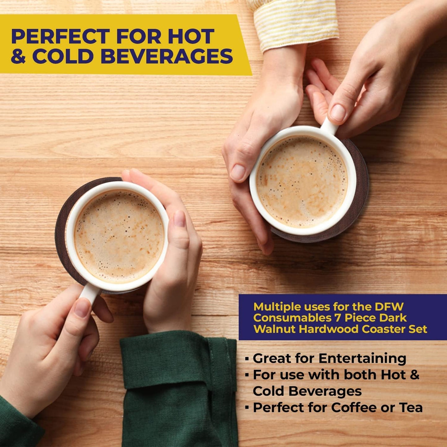 Wooden Coasters, Dark Walnut Hardwood