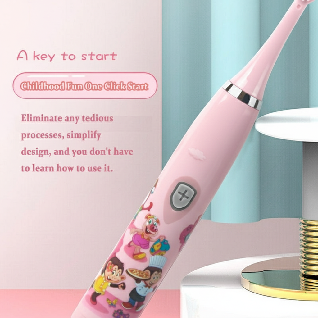 Kids Sonic Toothbrush, Pink, Rechargeable