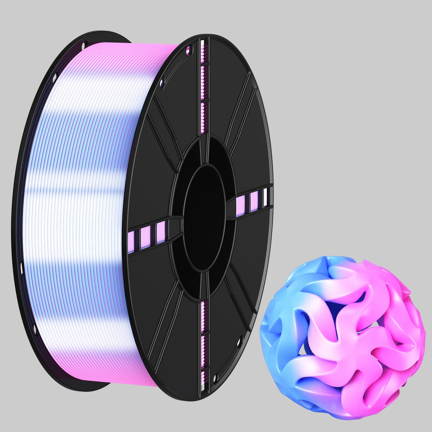 PLA 3D Printer Filament, Silk Two-Color, 1kg (2.2lb) Spool, 1.75mm +/- 0.02mm