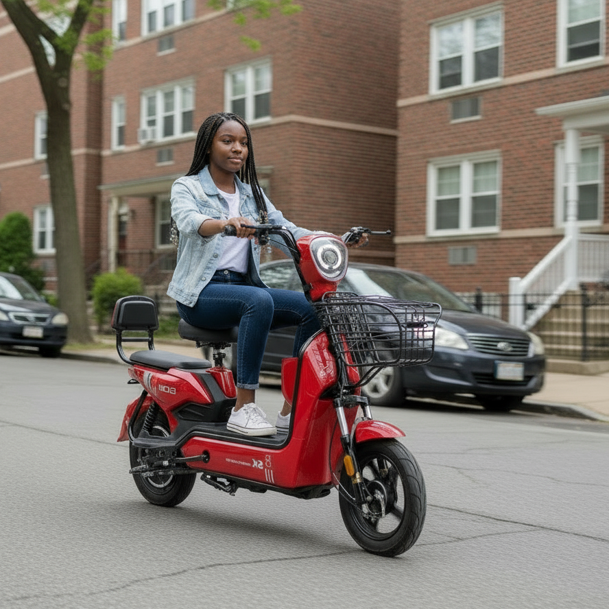 Electric City Bike/Moped Two Seats, 48V, 12Ah, 500W (Special order, Local Pick-up/Delivery Only, North Florida)